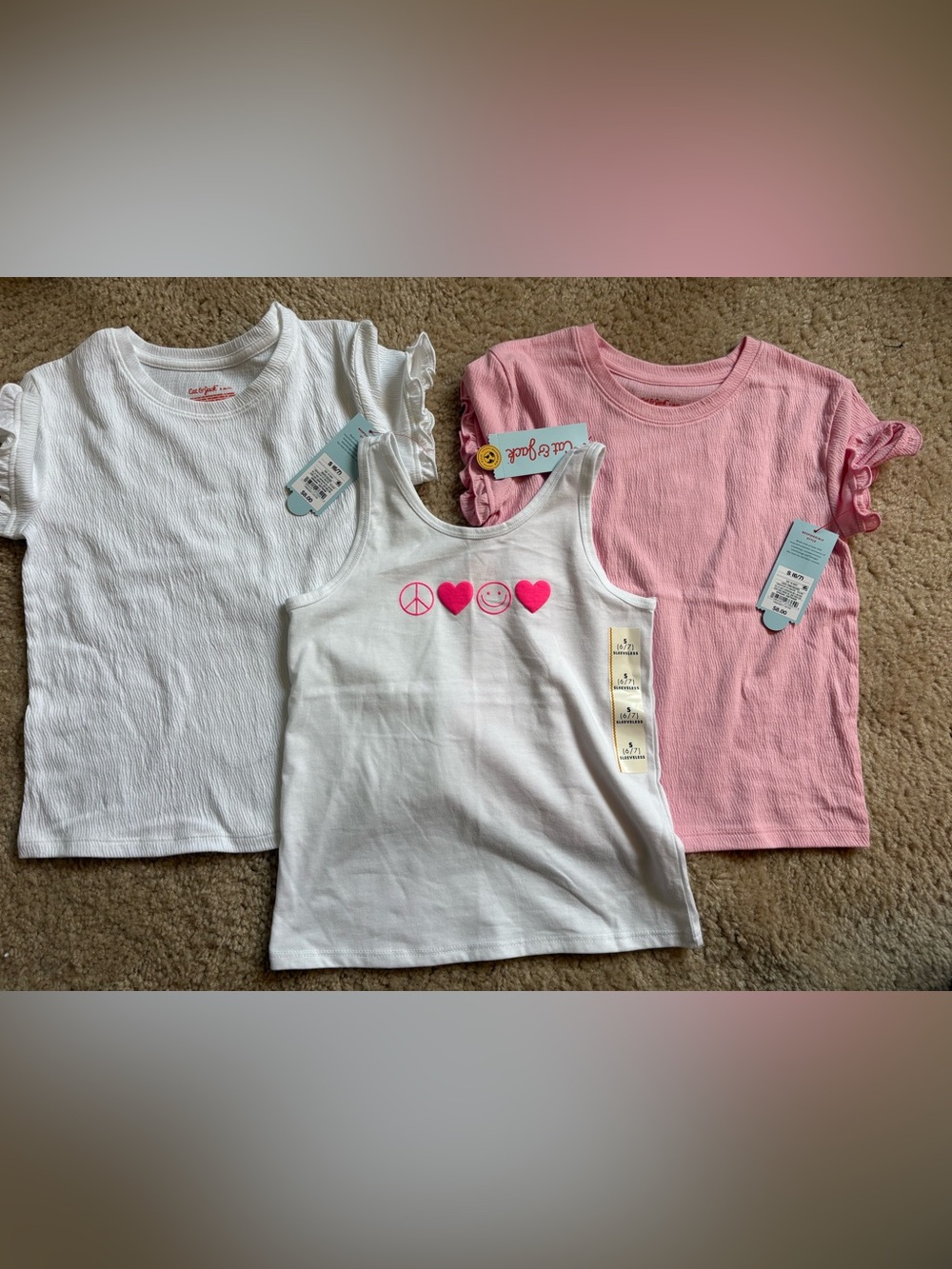 Cat & Jack Girls (3) Shirt Bundle Size (6/7) New